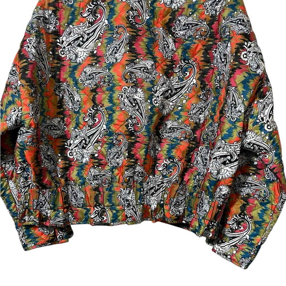 Emily Lovelock multicolor paisley quilted zip front boxy jacket colorful - Picture 8 of 11